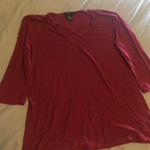3/4 length criss cross red top